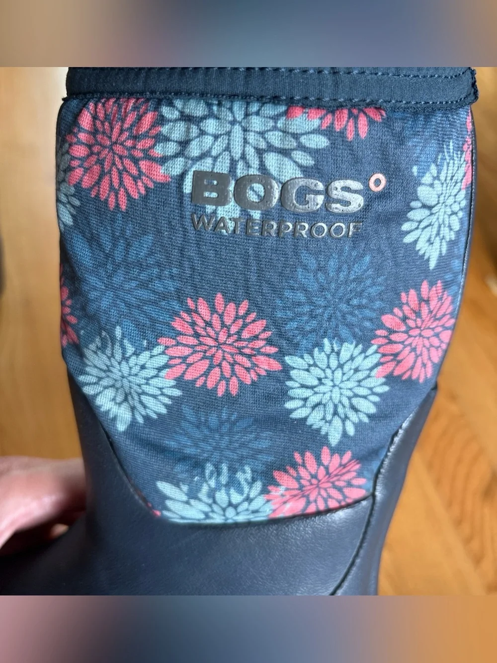 Bogs Snow Boots Sz 9 Kids Girls Floral Blue Pink Gray Insulated Winter Neoprene